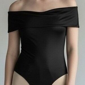 Express Black Cowl Neck Off The Shoulder Thong Bodysuit XS New with Tag 06419308
